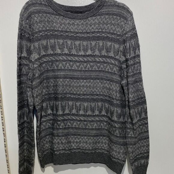 Nordstrom Women's Aztec Print Crewneck Wool Long Sleeves Sweater Gray Size M - Picture 1 of 10